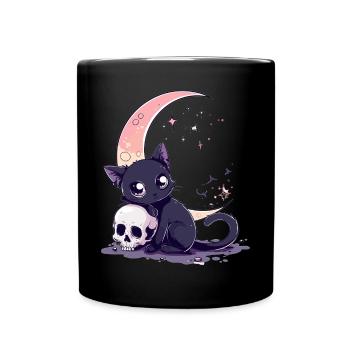 Goth Pastel Cute Creepy Kawaii Cat Kitten - Tasse einfarbig - Schwarz - Vorne