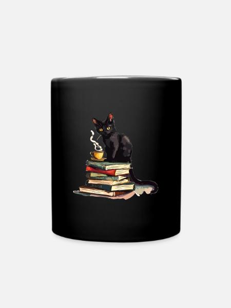 Cats Books Tea Reading - Cute Funny Graphic - Tasse einfarbig - Schwarz