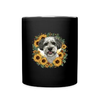 Schnoodle Snoodle Sunflowers Dog Breed Pet Cute - Tasse einfarbig - Schwarz - Vorne