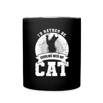 Ich würde mit meiner Katze kuscheln - Tasse einfarbig - Schwarz - Vorne