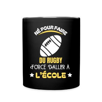 Geboren für Schulrugby - Tasse einfarbig - Schwarz - Vorne