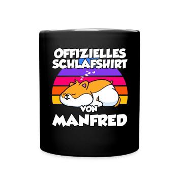Offizielles Schlafshirt Von Manfred - Tasse einfarbig - Schwarz - Vorne