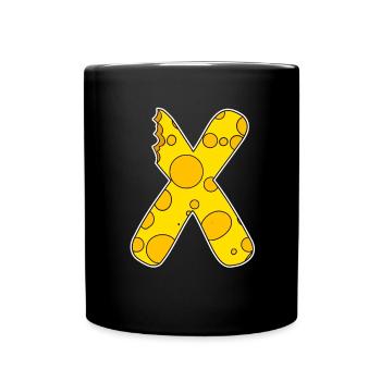 Letter X - Initial Letter X - Cheese Motif - Full Colour Mug - black - Front