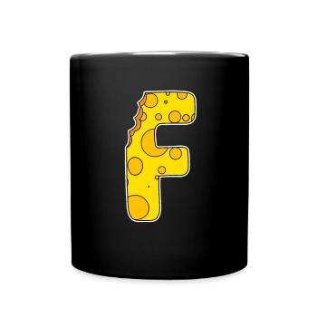 Lettre F - Lettre initiale F - Motif Fromage - Mug uni - noir - Devant