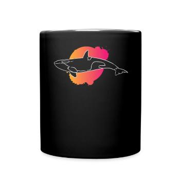 Ozeanischer Orca Silhouette Meeresliebe - Tasse einfarbig - Schwarz - Vorne