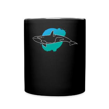 Ozeanischer Orca Silhouette Meeresliebe - Tasse einfarbig - Schwarz - Vorne