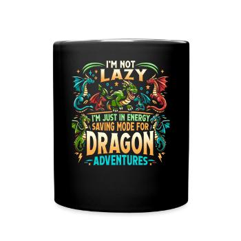 Dragon Adventures – I'm Not Lazy - Drachen Bücher - Tasse einfarbig - Schwarz - Vorne
