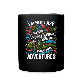 Dragon Adventures – I'm Not Lazy - Drachen Bücher - Tasse einfarbig - Schwarz - Vorne
