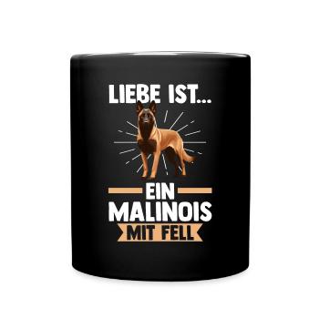 Belgischer Schäferhund Hund Malinois - Tasse einfarbig - Schwarz - Vorne