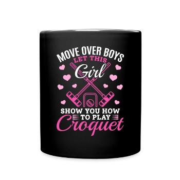 Move over boys let this girl show you how to play - Tasse einfarbig - Schwarz - Vorne