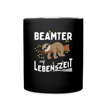 Faultier Beamter auf Lebenszeit - Tasse einfarbig - Schwarz - Vorne