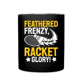 Badminton Spieler Federball - Tasse einfarbig - Schwarz - Vorne