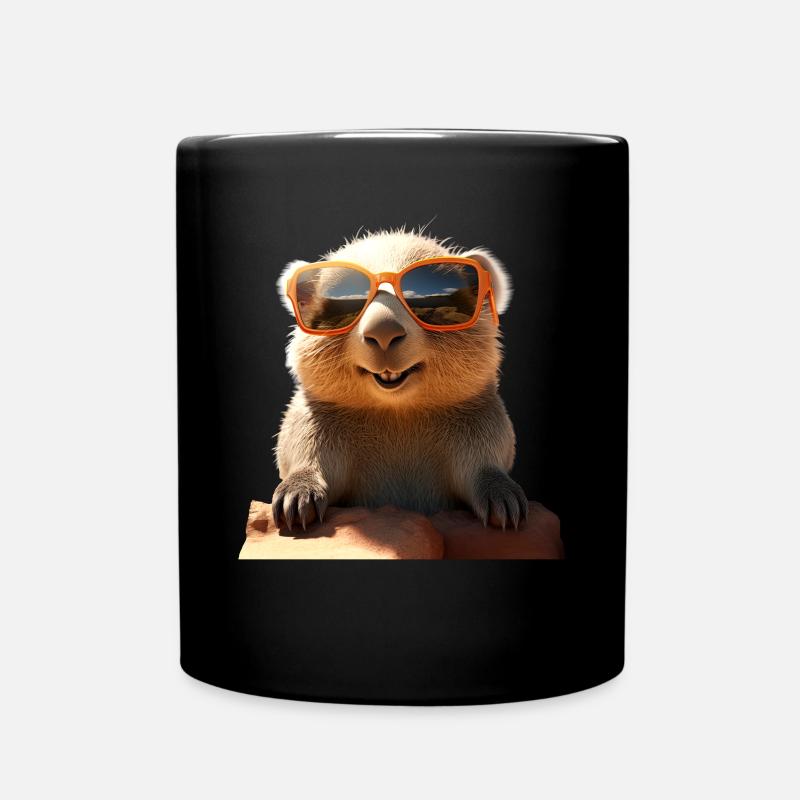 Wombat mit Sonnenbrille Australien Süße Wombats - Tasse einfarbig - Schwarz