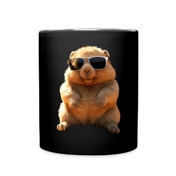 Wombat mit Sonnenbrille Australien Süße Wombats - Tasse einfarbig - Schwarz - Vorne