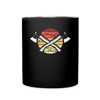 Holz hacken Retro Axt | Holzfäller - Tasse einfarbig - Schwarz - Vorne