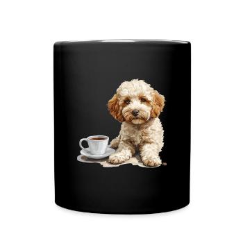 Cute Maltipoo with a Cup of Coffee Maltipoo - Tasse einfarbig - Schwarz - Vorne