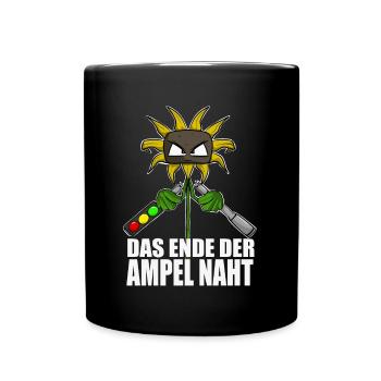 Gegen Grüne Politik Ampel Sonnenblume - Tasse einfarbig - Schwarz - Vorne