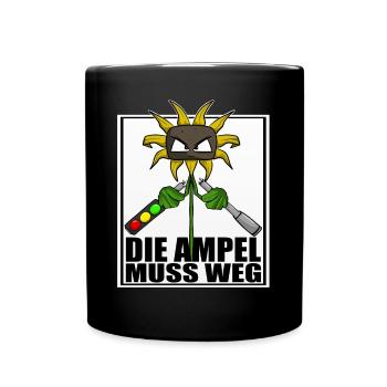Gegen Grüne Politik Ampel Sonnenblume - Tasse einfarbig - Schwarz - Vorne