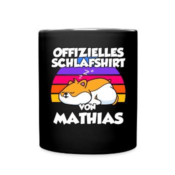 Offizielles Schlafshirt Von Mathias - Tasse einfarbig - Schwarz - Vorne