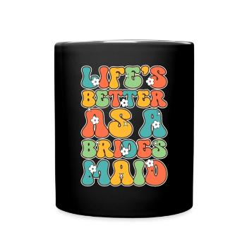 Honorpower Bridesmaid Groovy Bachelor - Full Colour Mug - black - Front