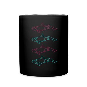 Orcas Familie Meeresschönheit Geschenk - Tasse einfarbig - Schwarz - Vorne