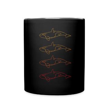 Orcas Familie Meeresschönheit Geschenk - Tasse einfarbig - Schwarz - Vorne