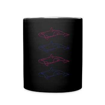 Orcas Familie Meeresschönheit Geschenk - Tasse einfarbig - Schwarz - Vorne