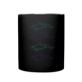 Orcas Familie Meeresschönheit Geschenk - Tasse einfarbig - Schwarz - Vorne