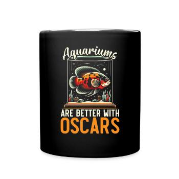 Oscar Fish Lover Freshwater Fishkeeping Aquarium - Full Colour Mug - black - Front