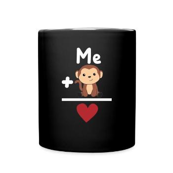 Lieblingstier Affe Liebe Herz Affen - Tasse einfarbig - Schwarz - Vorne