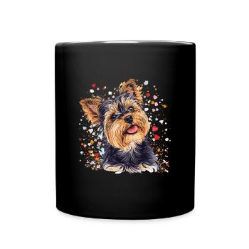 Yorkshire Terrier Yorkie Dog Breed Pet Cute - Full Colour Mug - black - Front