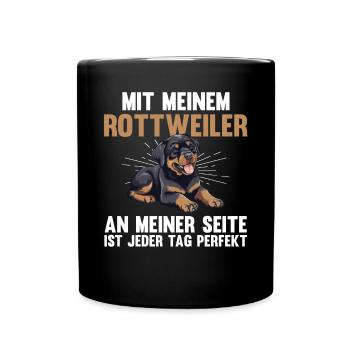 Hund Rottweiler - Tasse einfarbig - Schwarz - Vorne