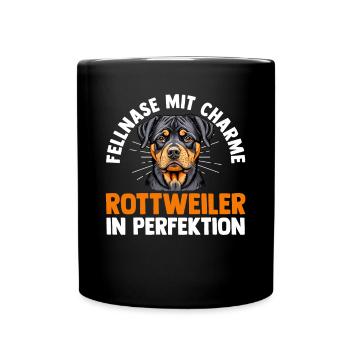 Hund Rottweiler - Tasse einfarbig - Schwarz - Vorne