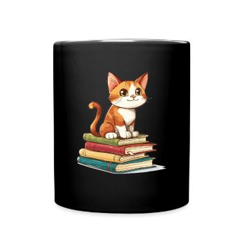 Cats and Books Reading Bookworm Funny & Cute - Tasse einfarbig - Schwarz - Vorne