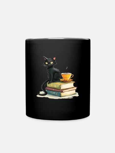 Cats Books Tea Reading - Cute Funny Graphic - Tasse einfarbig - Schwarz