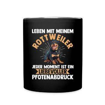 Hund Rottweiler - Tasse einfarbig - Schwarz - Vorne