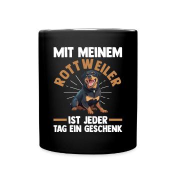 Hund Rottweiler - Tasse einfarbig - Schwarz - Vorne