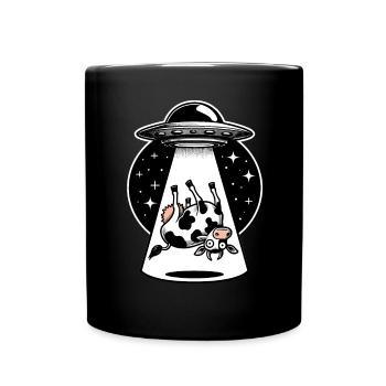 OVNI Kidnapping Vache Drôle Dessin animé - Mug uni - noir - Devant