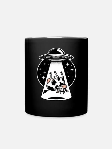 OVNI Kidnapping Vache Drôle Dessin animé - Mug uni - noir