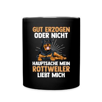 Hund Rottweiler - Tasse einfarbig - Schwarz - Vorne