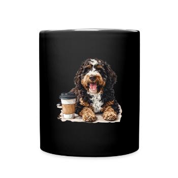 Bernedoodle chien de race animal de compagnie Bernedoodle avec café - Mug uni - noir - Devant