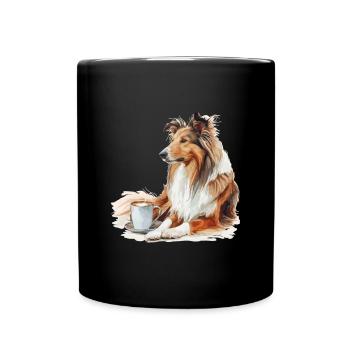 Shetland Sheepdog Sheltie Coffee Dog Breed Pet - Full Colour Mug - black - Front