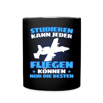 Fliegen Flugzeug Pilot Flieger Modellbau Piloten - Tasse einfarbig - Schwarz - Vorne