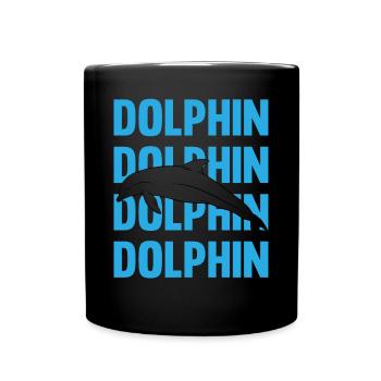 Dolphin Contour Typography Style - Full Colour Mug - black - Front