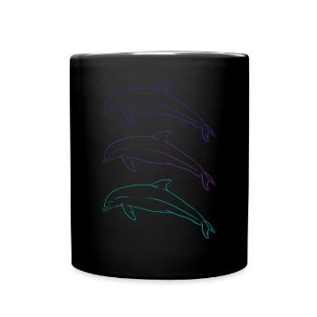 Drei Freunde Delfine Ozean Abenteuer - Tasse einfarbig - Schwarz - Vorne