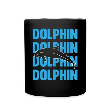 Delfin Kontur Typografie Stil - Tasse einfarbig - Schwarz - Vorne