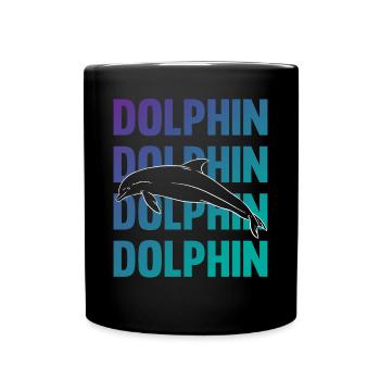 Delfin Kontur Typografie Stil - Tasse einfarbig - Schwarz - Vorne