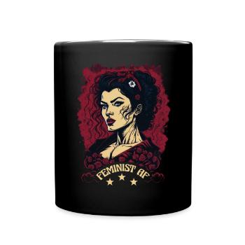 Feministische AF - Tasse einfarbig - Schwarz - Vorne