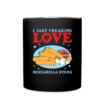 Mozzarella Sticks | Cheese Cheese Lover Gift - Full Colour Mug - black - Front