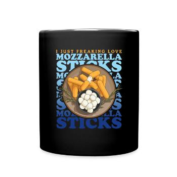 Mozzarella Sticks | Cheese Lover Cheese Gift - Full Colour Mug - black - Front